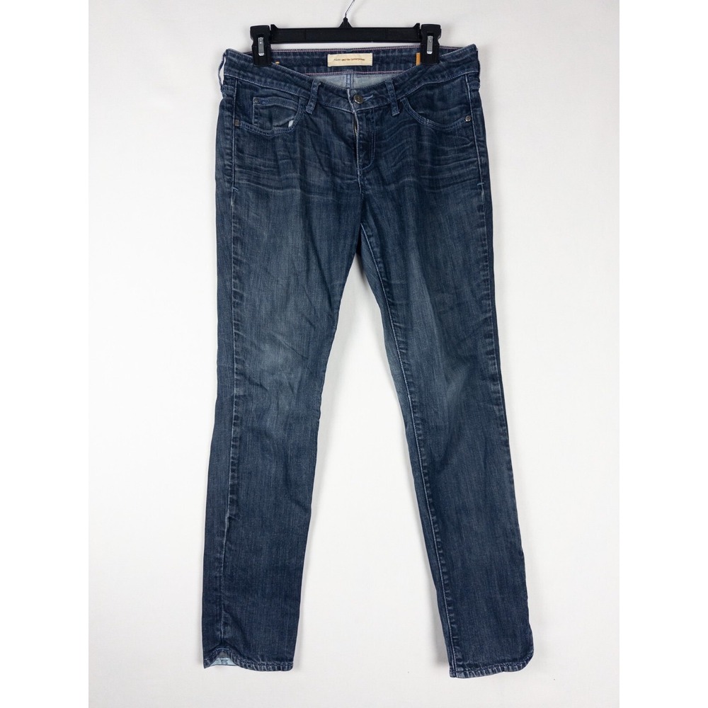 Antropologie Pilcro Letterpress Jeans Womens 28 Blue Dark Wash High Rise Slim
